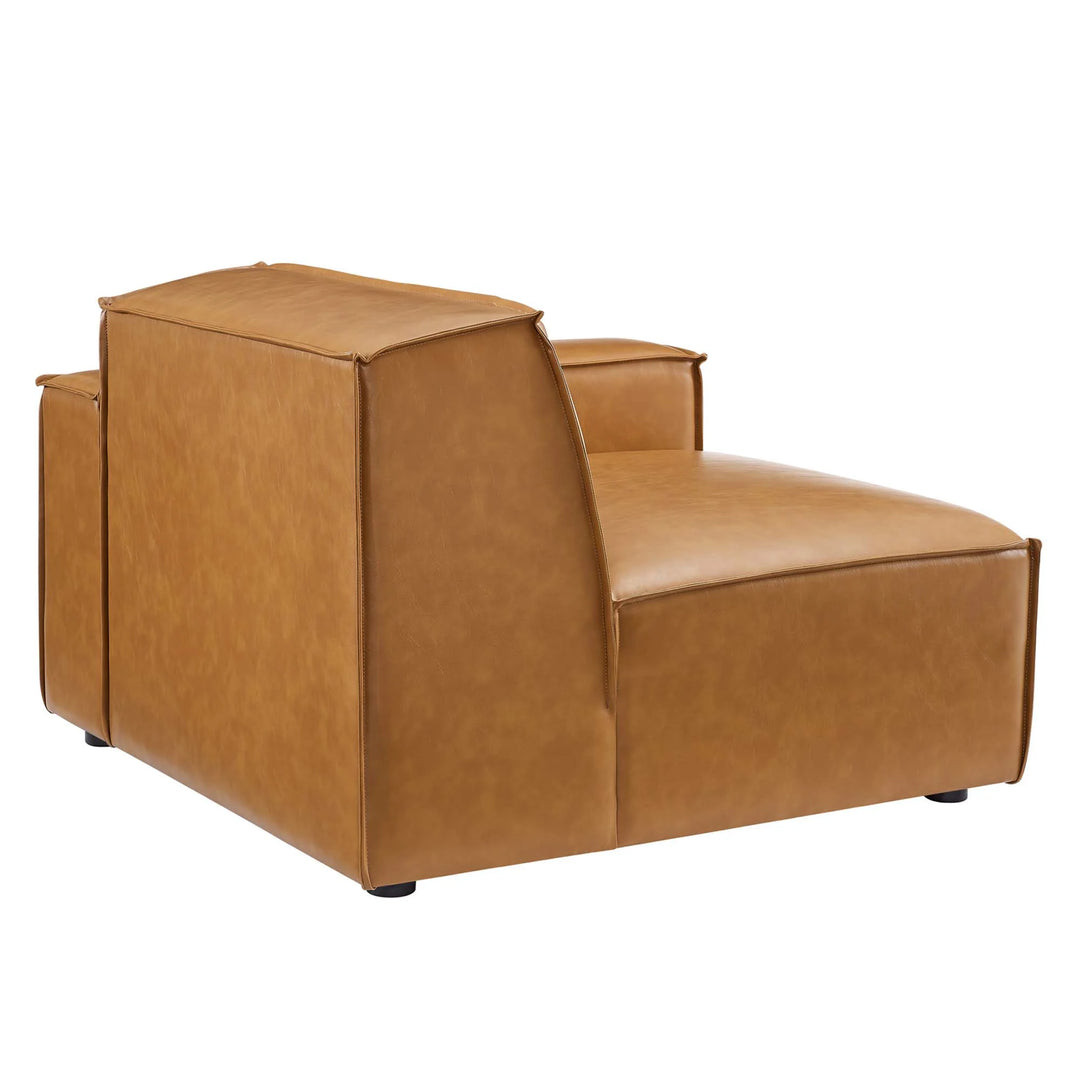 Tresser Right-Arm Vegan Leather Sectional Sofa Chair - Tan