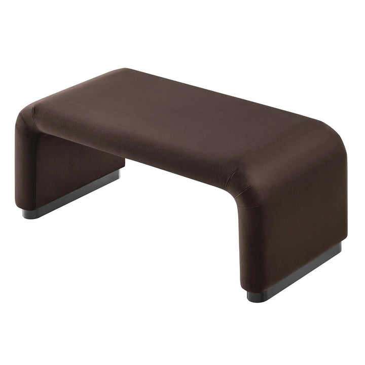 Dell Performance Velvet Waterfall Ottoman - Black Chocolate Brown