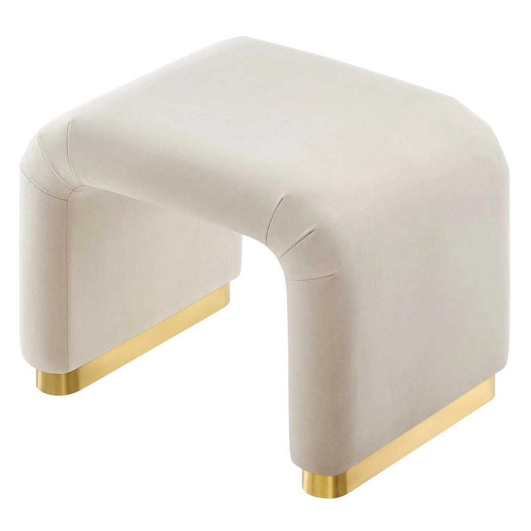 Dell Performance Velvet Waterfall Stool - Brass Almond