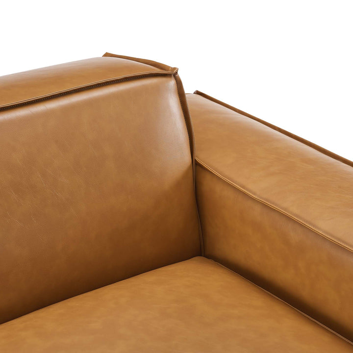 Tresser Right-Arm Vegan Leather Sectional Sofa Chair - Tan