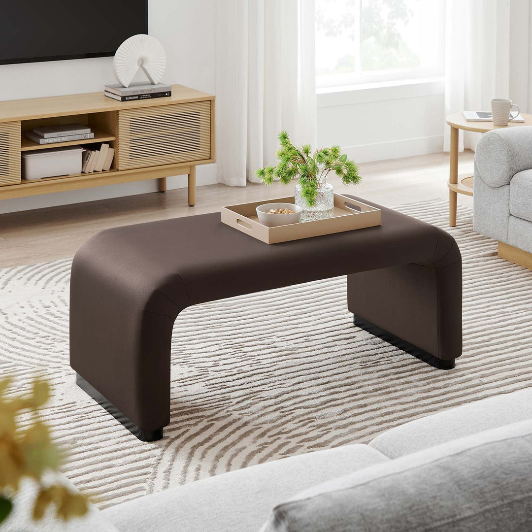 Dell Performance Velvet Waterfall Ottoman - Black Chocolate Brown