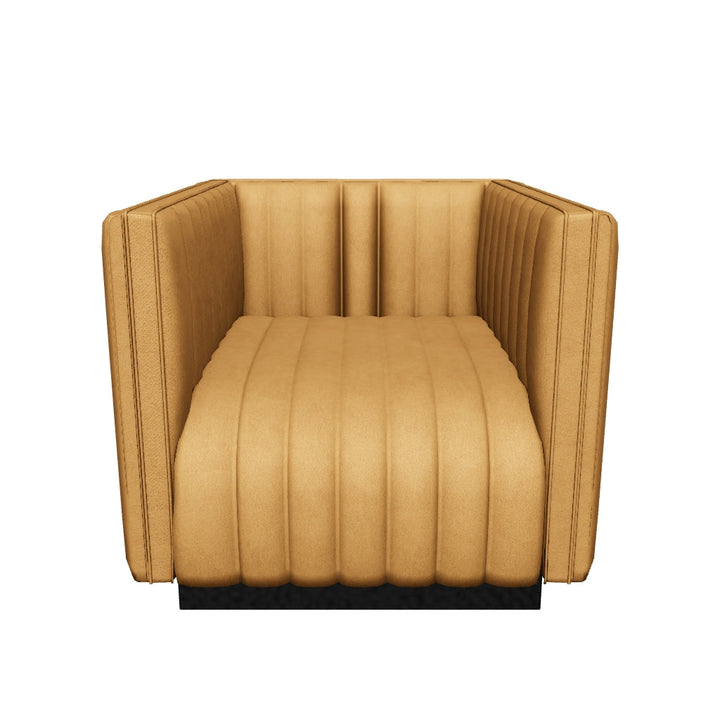 Journe Channel Tufted Velvet Armchair - Cognac