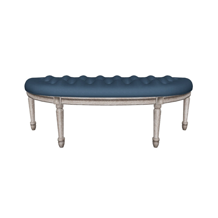 Esme Vintage Upholstered Fabric Bench - Navy