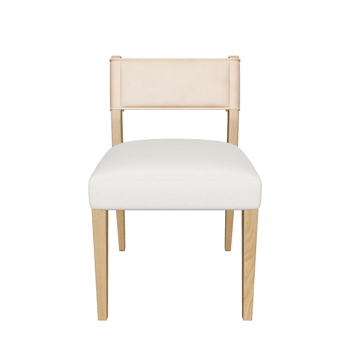 Ely Rustic Lodge Cream Performance Beige Wood Dining Side Chair