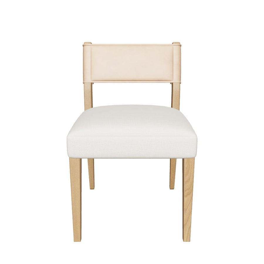 Ely Rustic Lodge Cream Performance Beige Wood Dining Side Chair