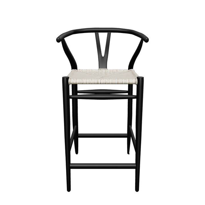 Crescent Black Wishbone Counter Stool