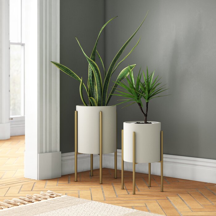 Resto 2 Piece Metal Pot Planter Set