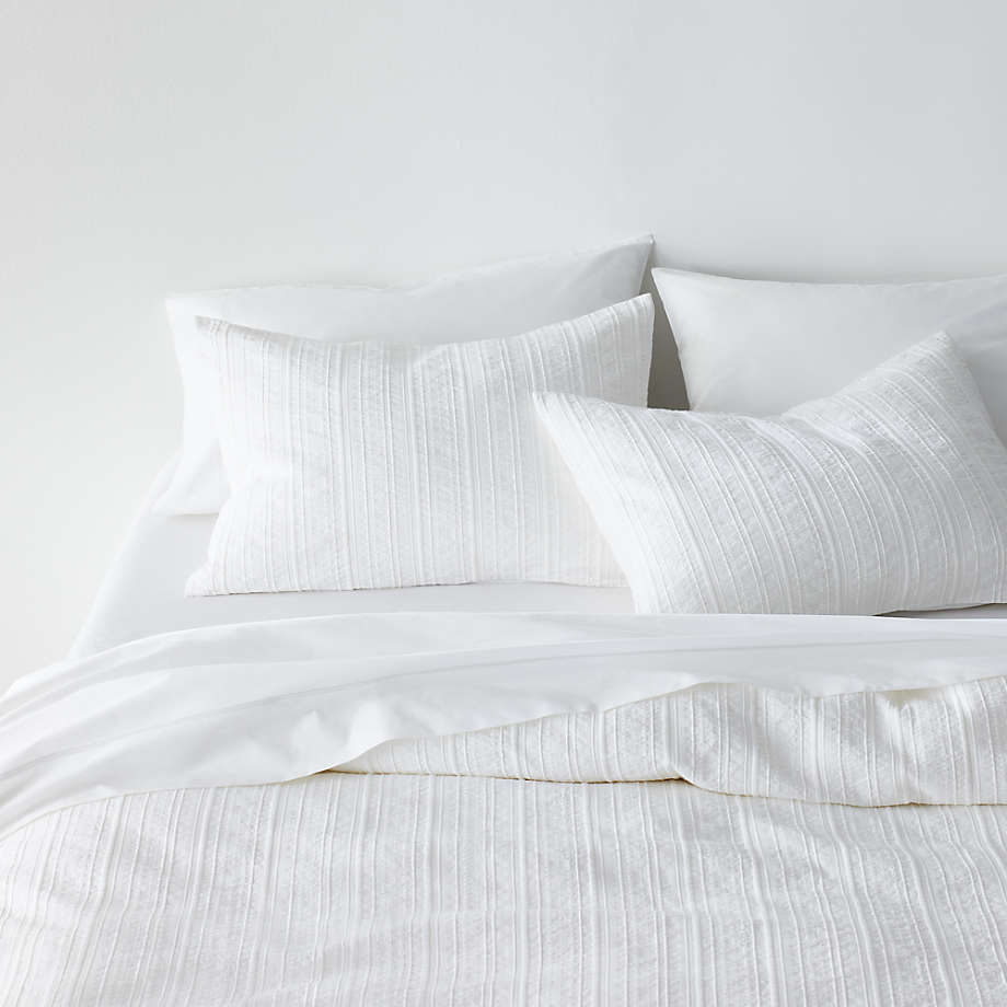 Organic Cotton White Textured Duvet Cover-King