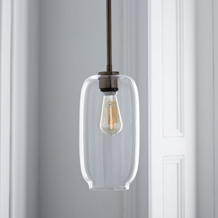 Sculptural Glass Pebble Pendant Clear