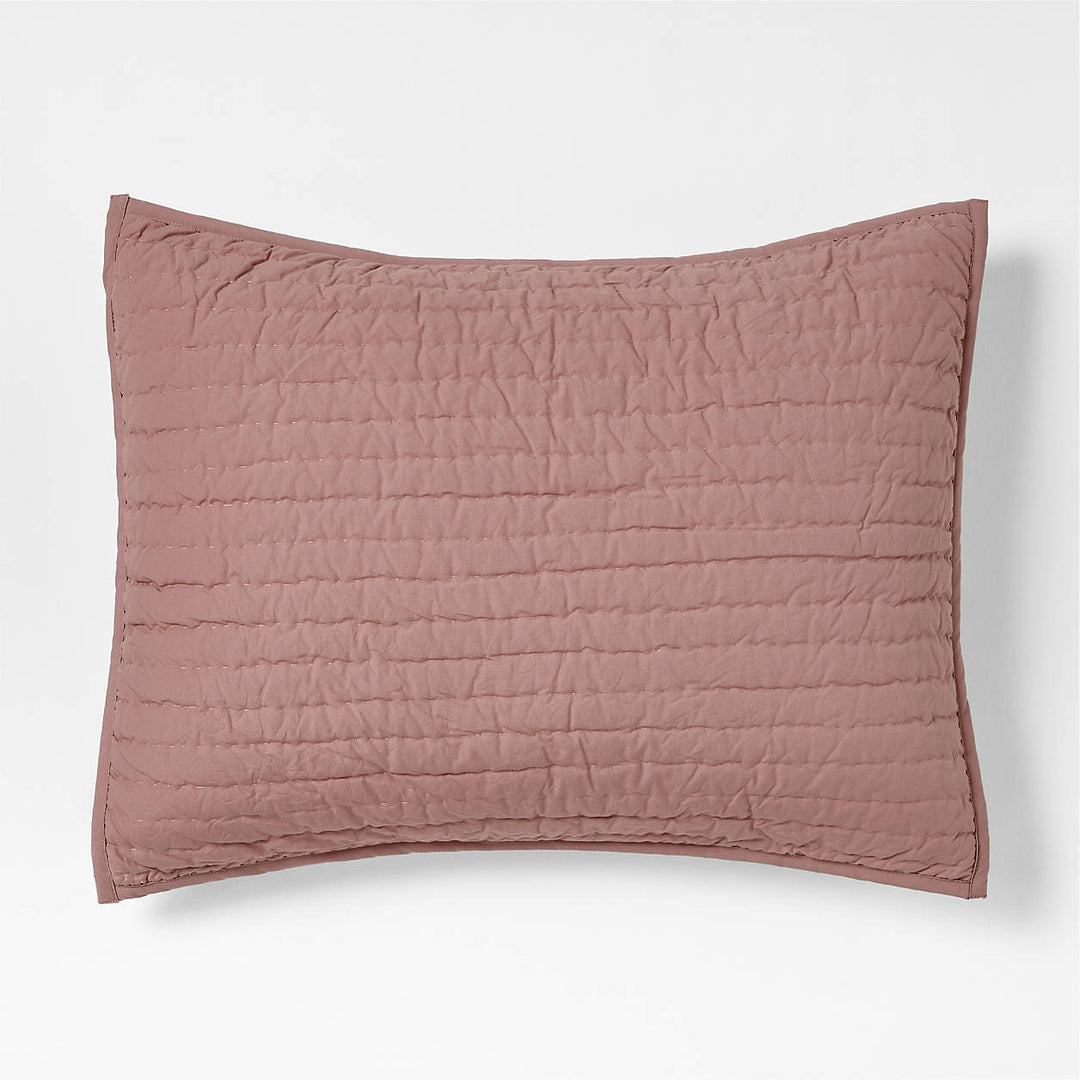 Cozy Cloud Plum Rose Washed Organic Cotton Kids Quilted Pillow Sham