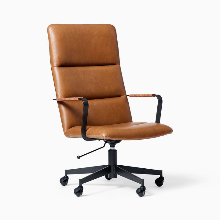 Cooper Mid- Century High Back Leather Swivel Office Chair