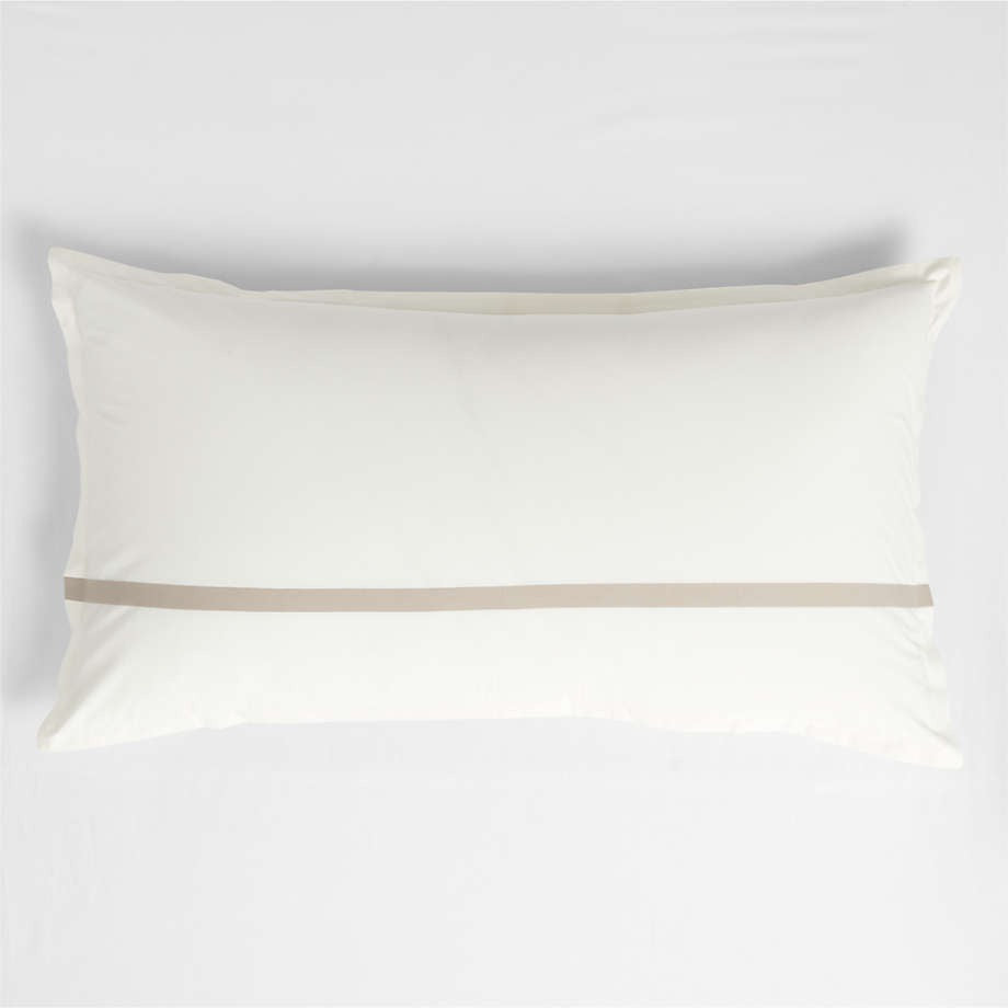 Favorite Organic Cotton Percale Tuxedo Stripe Sand Beige King Bed Pillow Sham