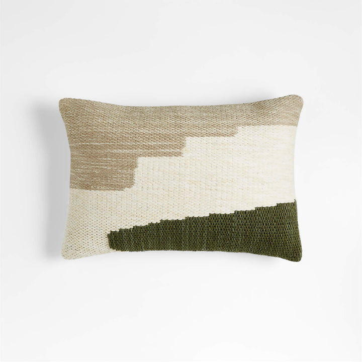 Corby Geometric Desert Green Kilim Pillow Cover-22"x15"