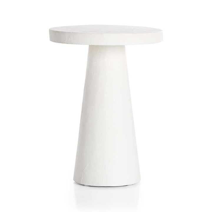 Willy White Plaster Round Pedestal Side Table