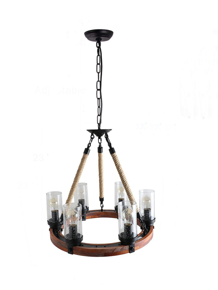 RUSTIC FARMHOUSE WOOD CHANDELIER