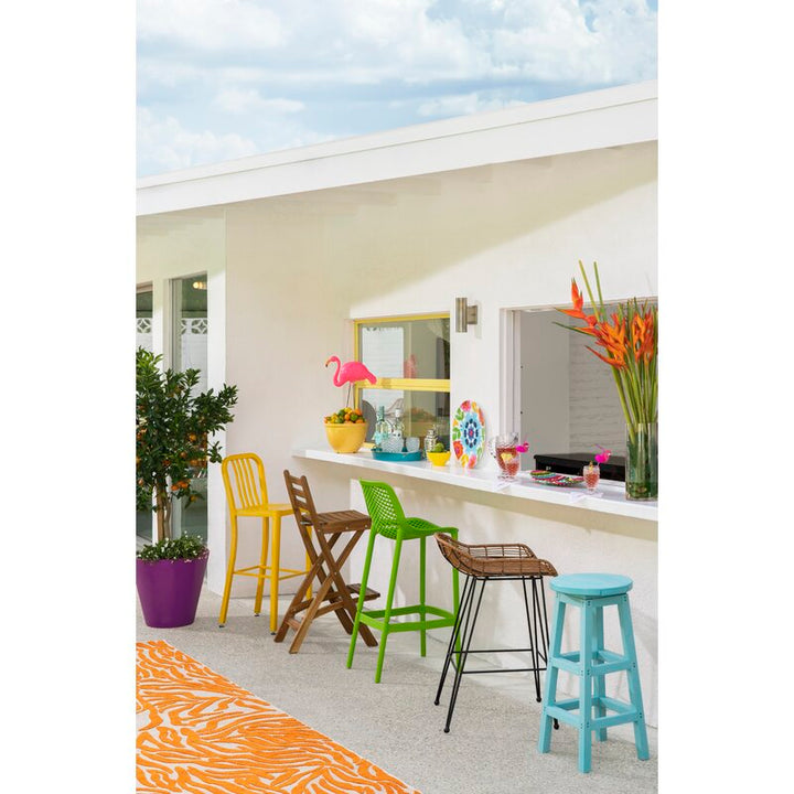 Endicott Lucrezia Wicker Patio Bar Stool with Cushion Set of 2