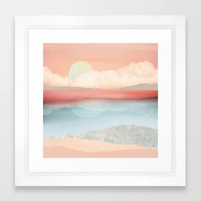 Mint Moon Beach Framed Art Print-10"x10"