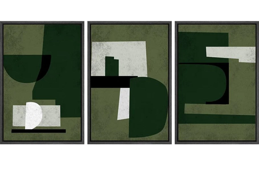 Green Framed On Canvas 3 Pieces Print