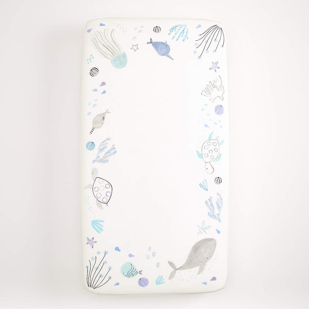 Organic Cotton Sea Baby Crib Placement Fitted Sheet
