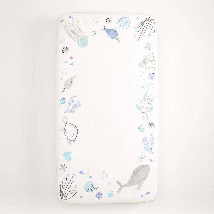 Organic Cotton Sea Baby Crib Placement Fitted Sheet