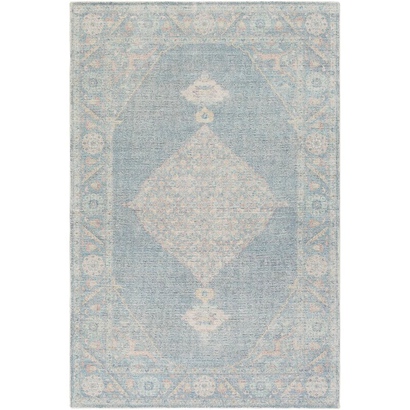 Rakel Oriental Handmade Tufted Sky Blue Navy Area Rug-8'x10'
