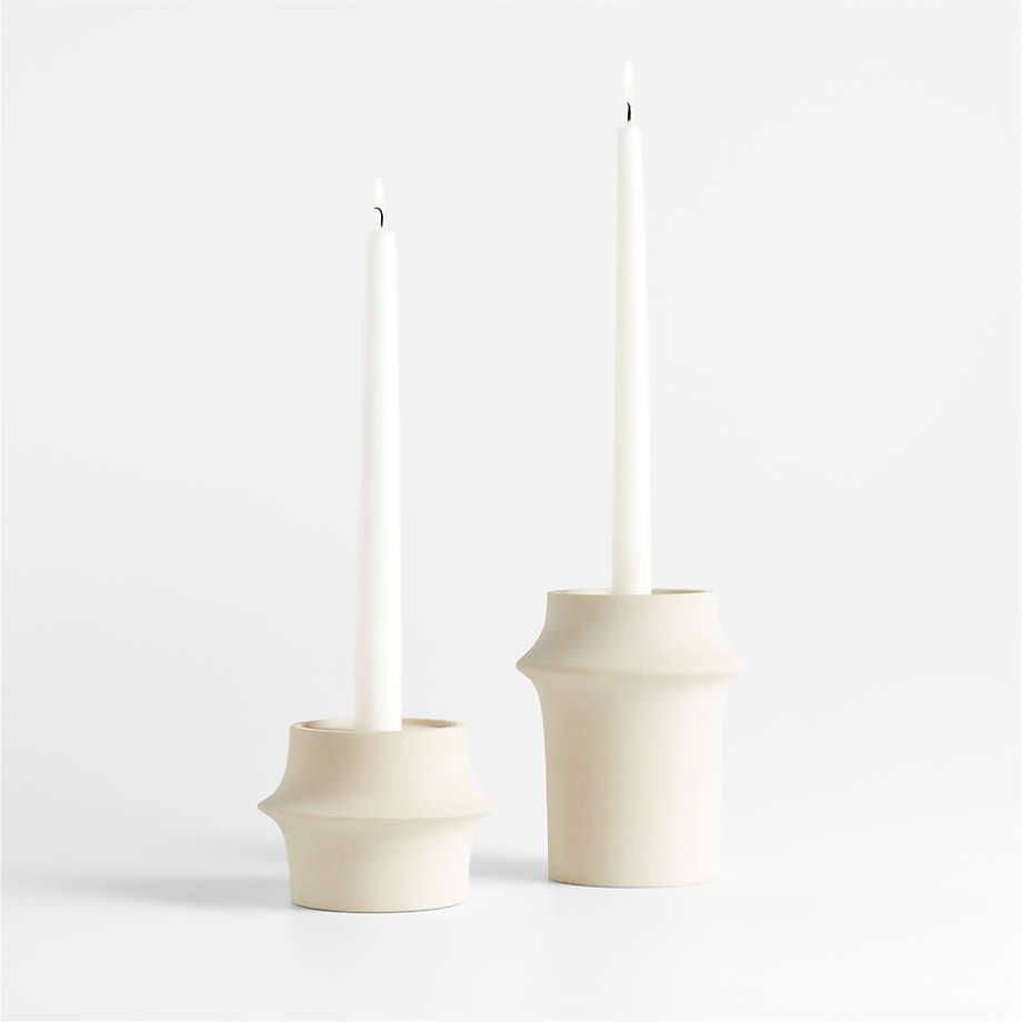Carter Sandstone Taper Candle Holders Set of 2