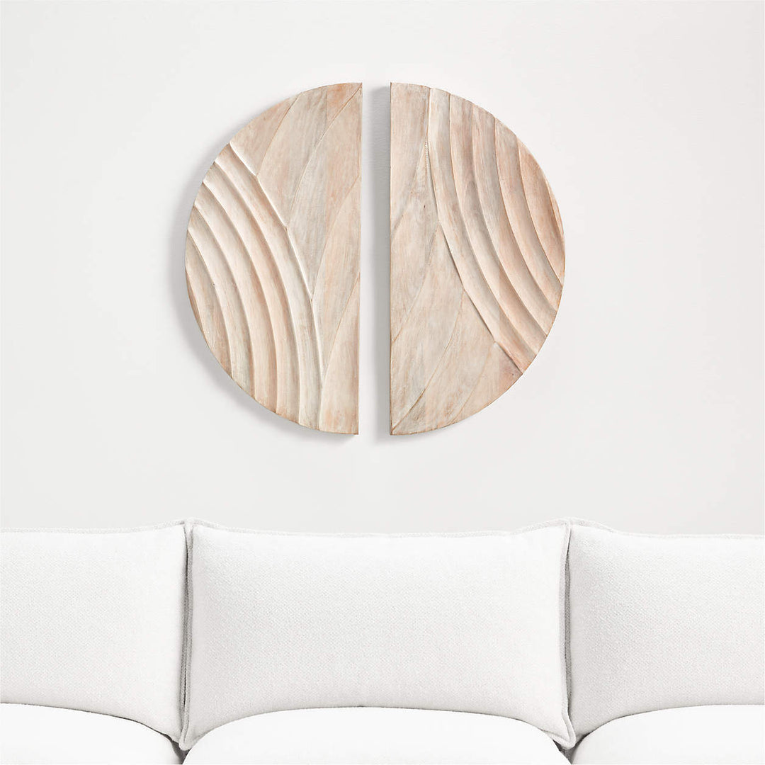 Dune Hand Carved Bleached Wood Wall Art