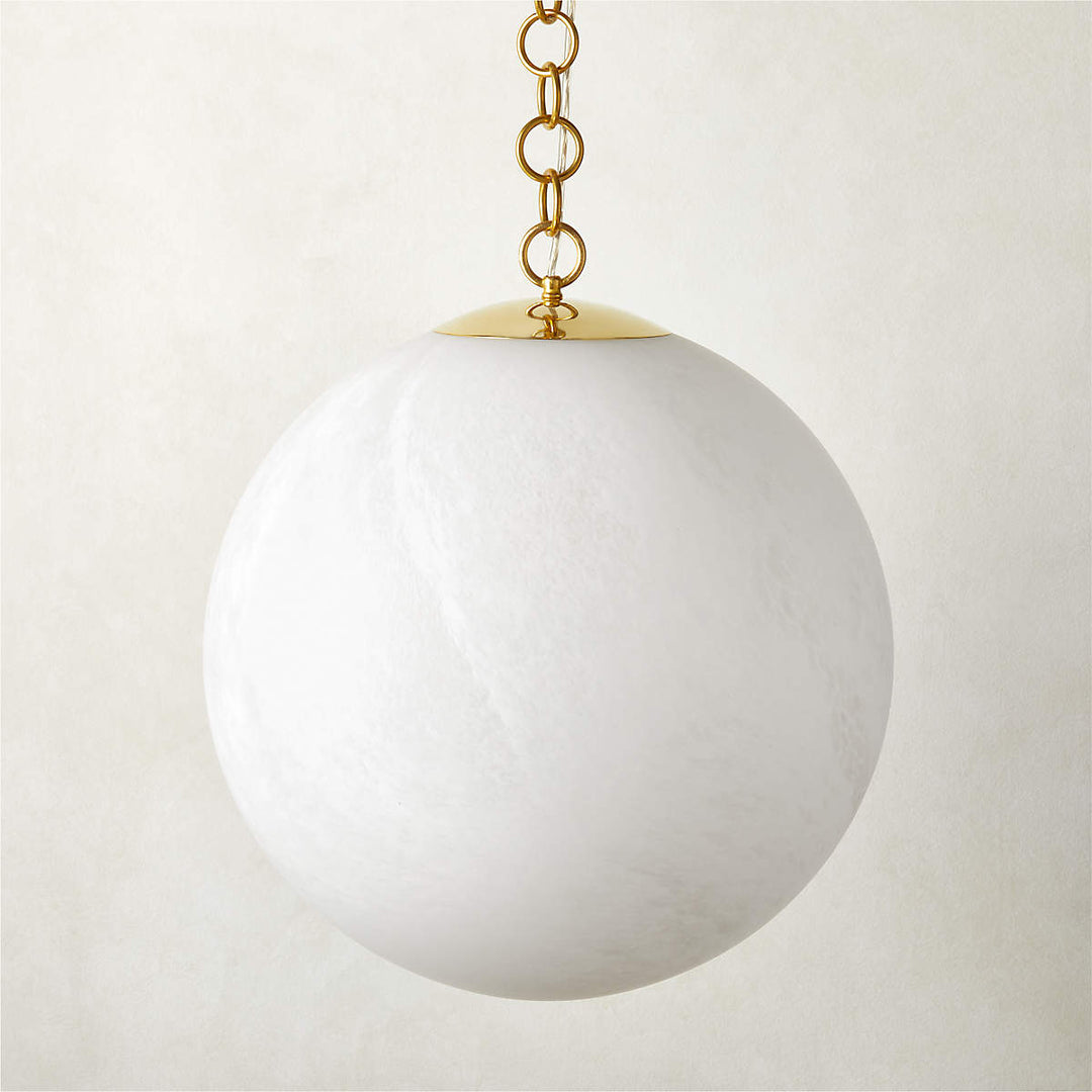MOON GLOBE PENDANT LIGHT WITH BRASS CHAIN 21"