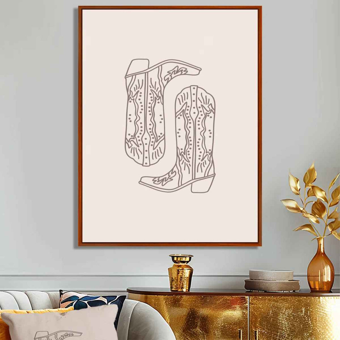 Cowboy Boots Illustration Cowgirls Wall Art Living Room