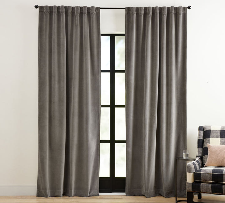 Velvet Twill Blackout Curtain Flagstone 108"