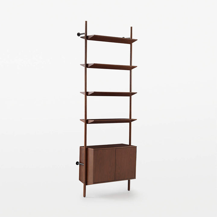 NABLA BROWN WALNUT WOOD WALL MOUNT BOOKCASE