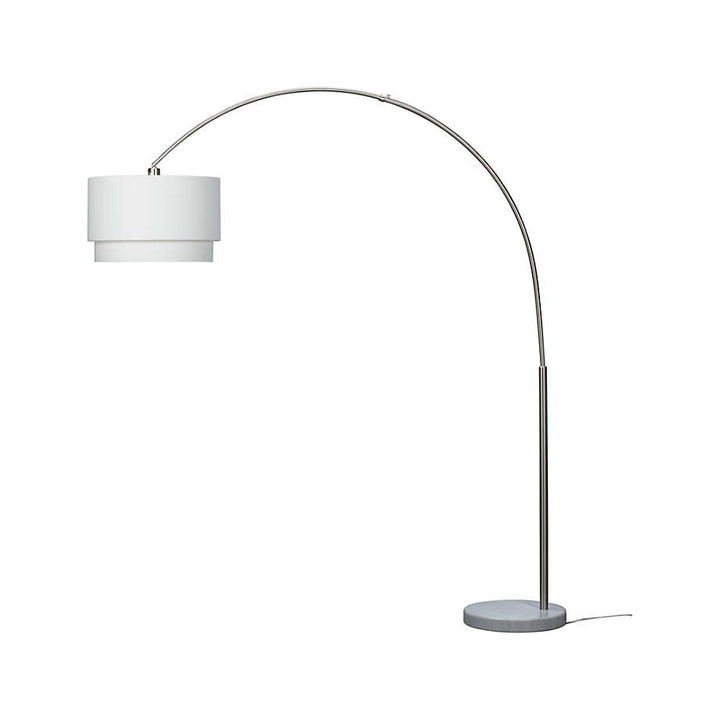 Meryl Arc Nickel Floor Lamp with White Shade