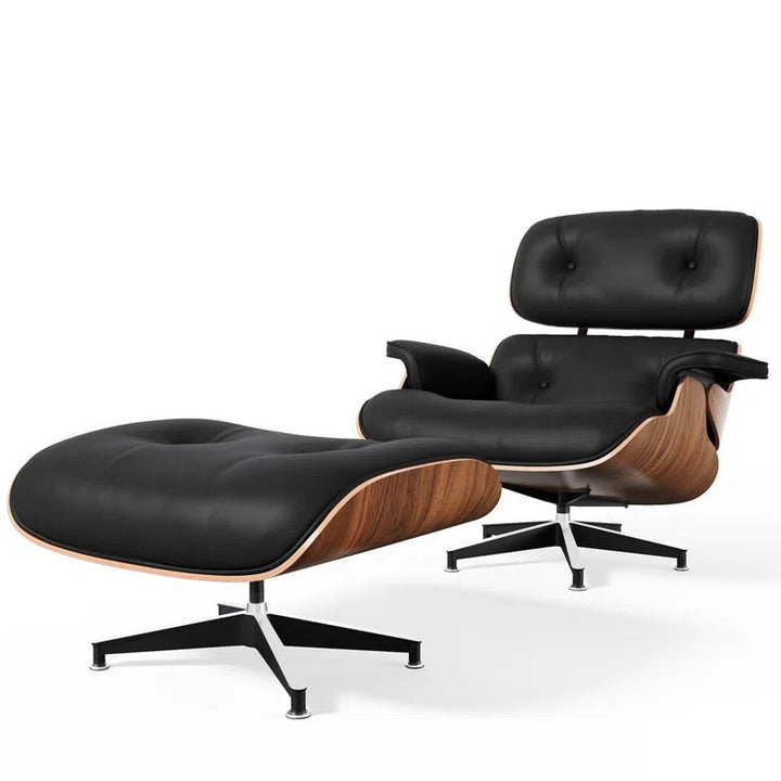 Mayas Genuine Leather Swivel Lounge Chair and Ottoman