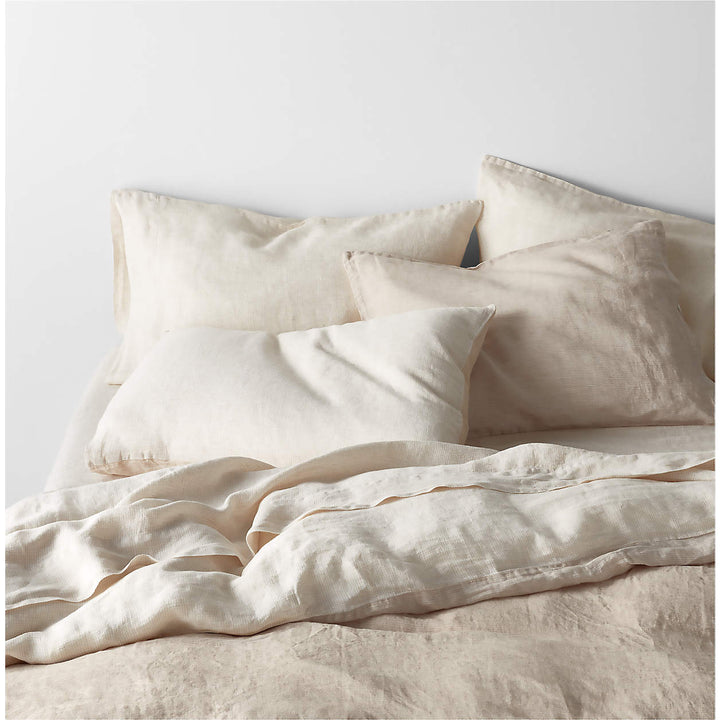Ivory Grid Natural Hemp King Duvet Cover