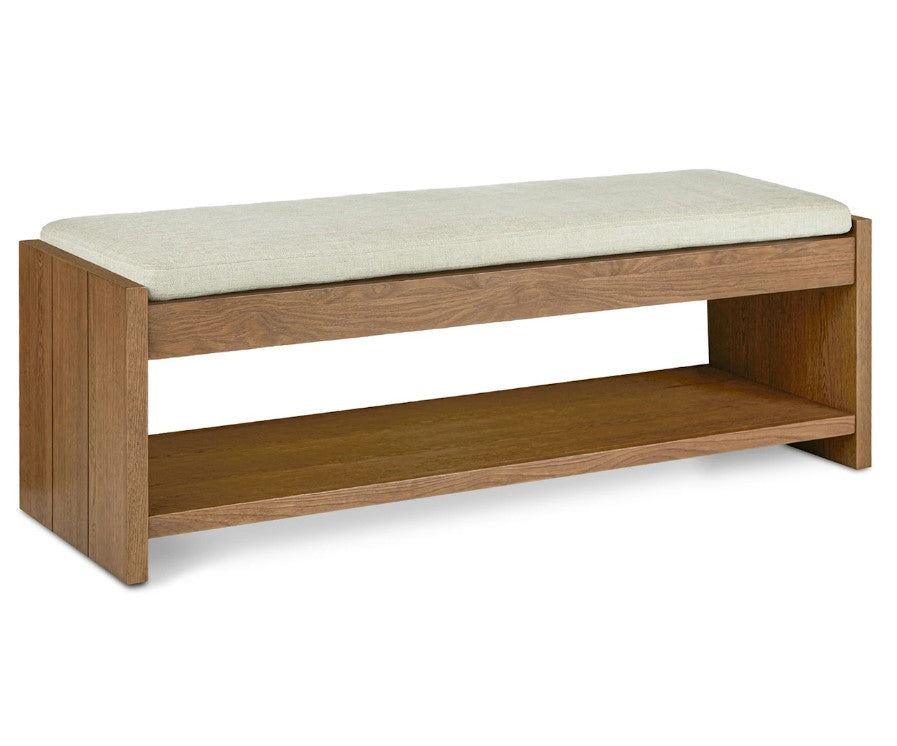 Cassie Taupe Chenille Smoked Oak Bench