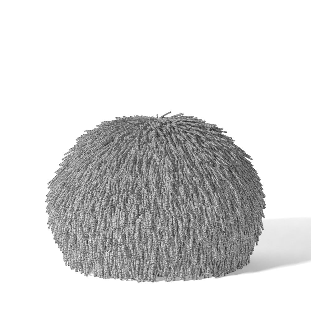 Grey Shaggy Pouf