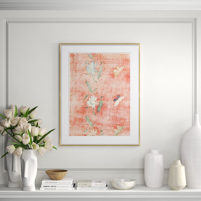Japanese Textile Design in Blush Framed Graphic Art Print