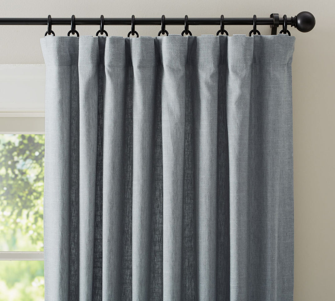 Emery Linen Curtain Mineral Blue 96"