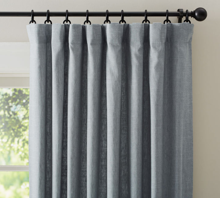 Emery Linen Curtain Mineral Blue 96"