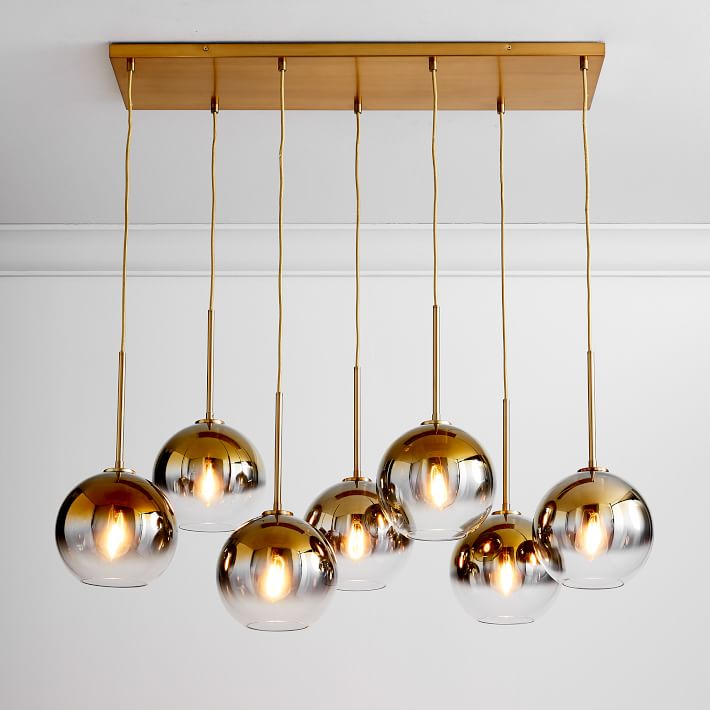 Sculptural Glass 7 Light Globe Chandelier Metallic Ombre