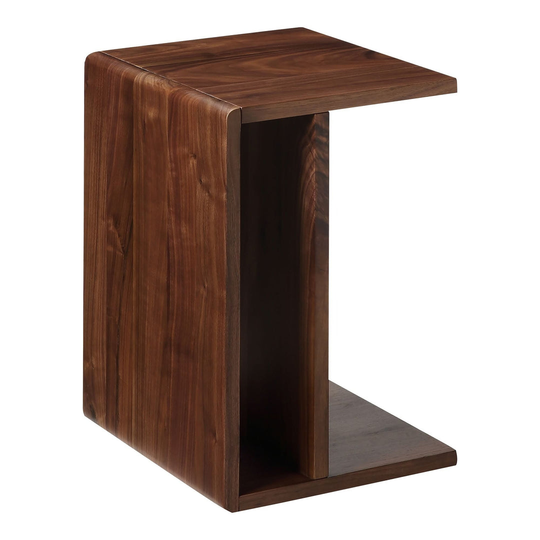 Wood C-Shaped Side Table