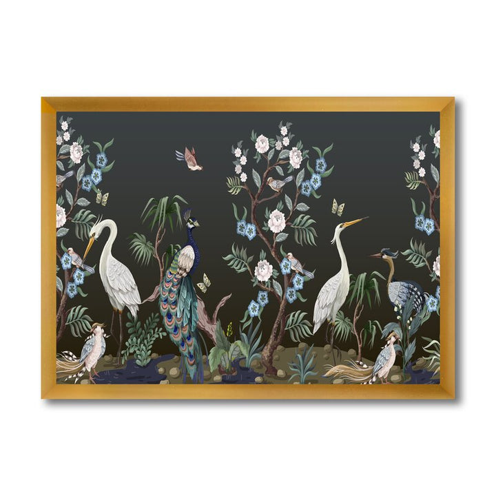 Chinoiserie With Birds And Peonies With Frame-40"X30"