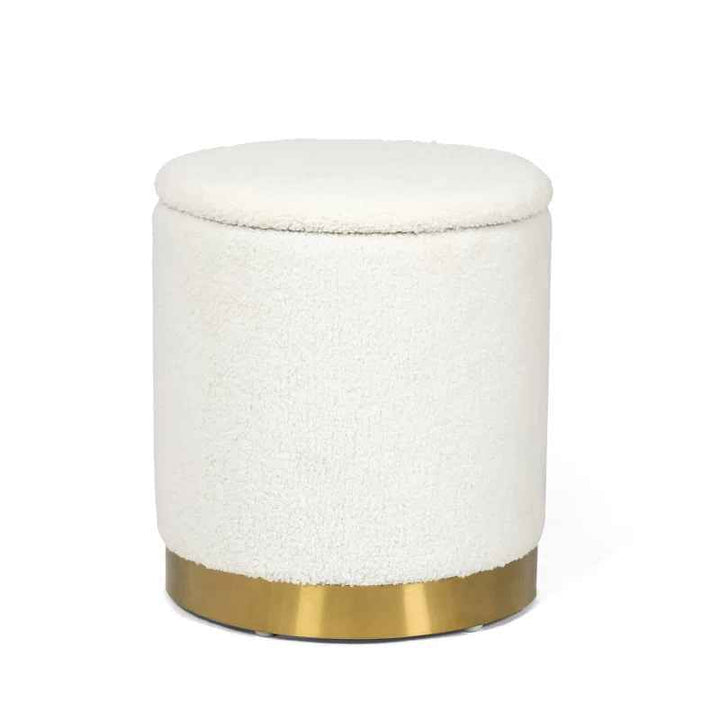 Teddy Fleece Round Ottoman With Stroage