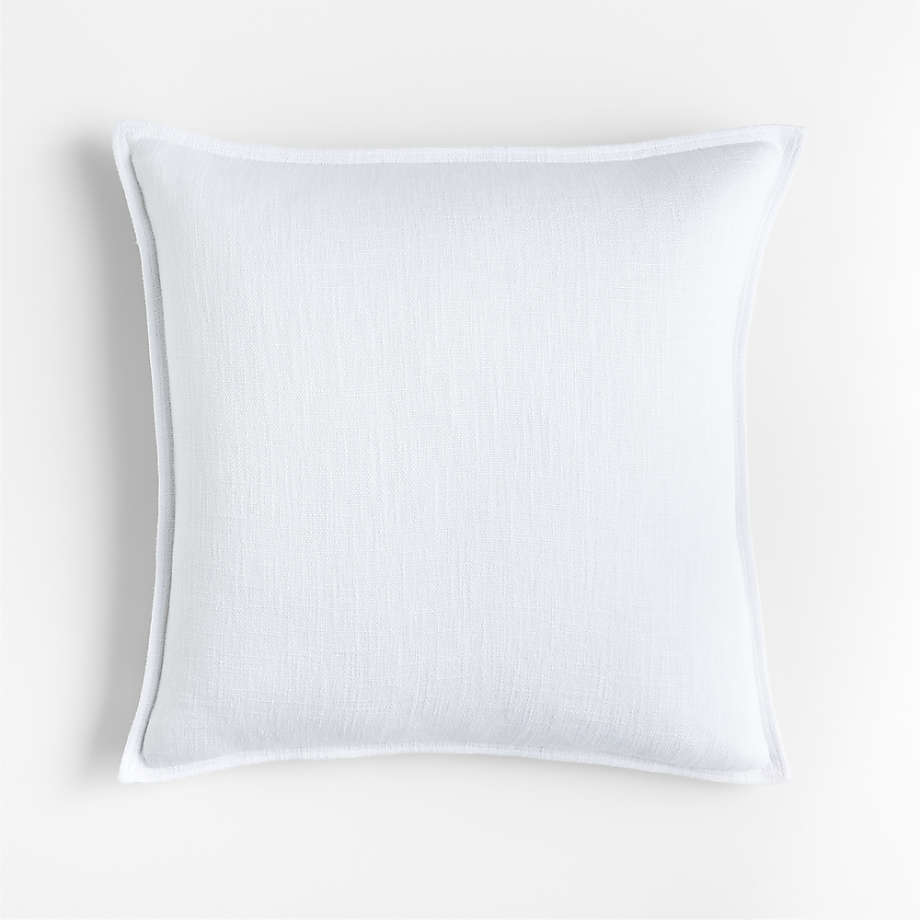 White 20"x20" Laundered Linen Throw Pillow Cover