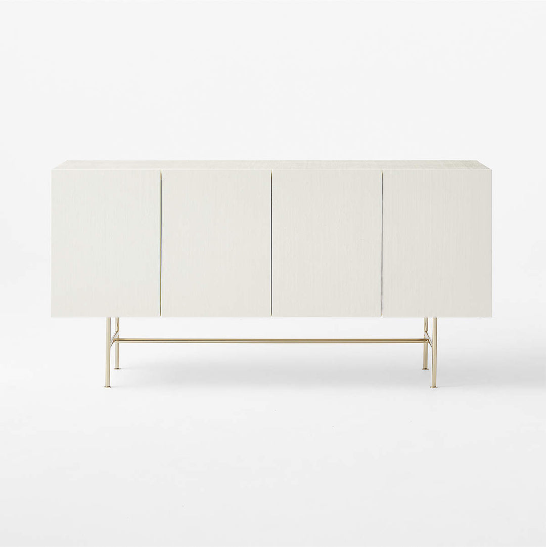 MARFIL IVORY LACQUERED GRASSCLOTH MEDIA CONSOLE