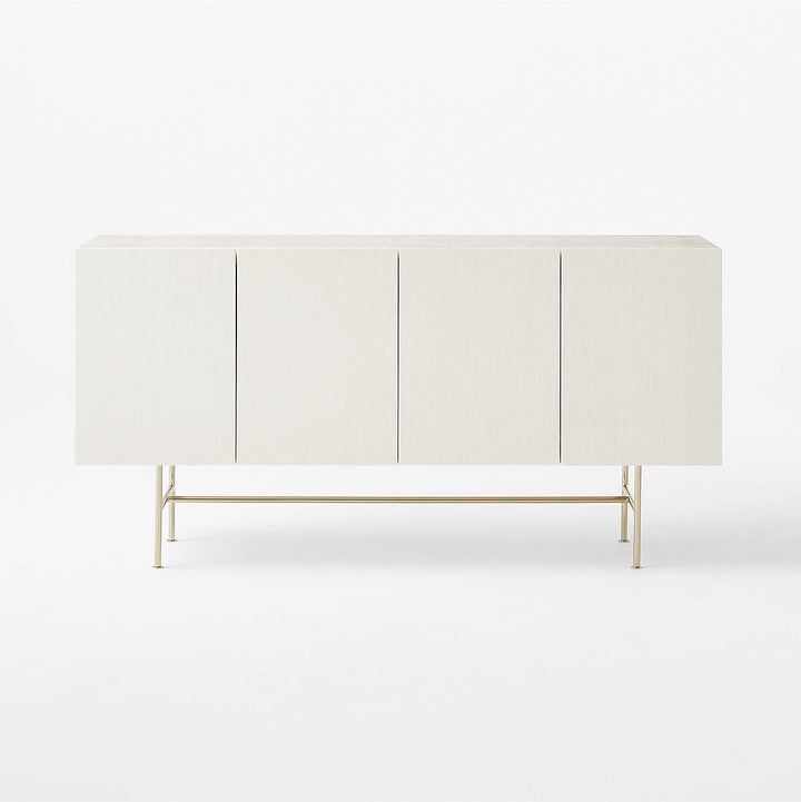 MARFIL IVORY LACQUERED GRASSCLOTH MEDIA CONSOLE