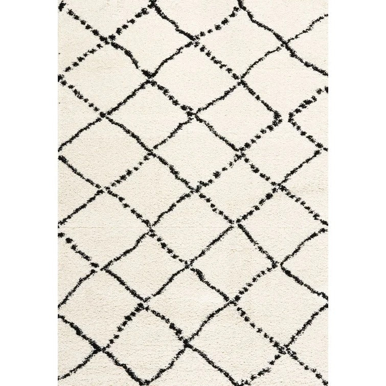 Lydon Geometric Ivory Black Area Rug-7'10''x10'10''