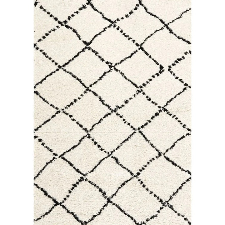 Lydon Geometric Ivory Black Area Rug-7'10''x10'10''