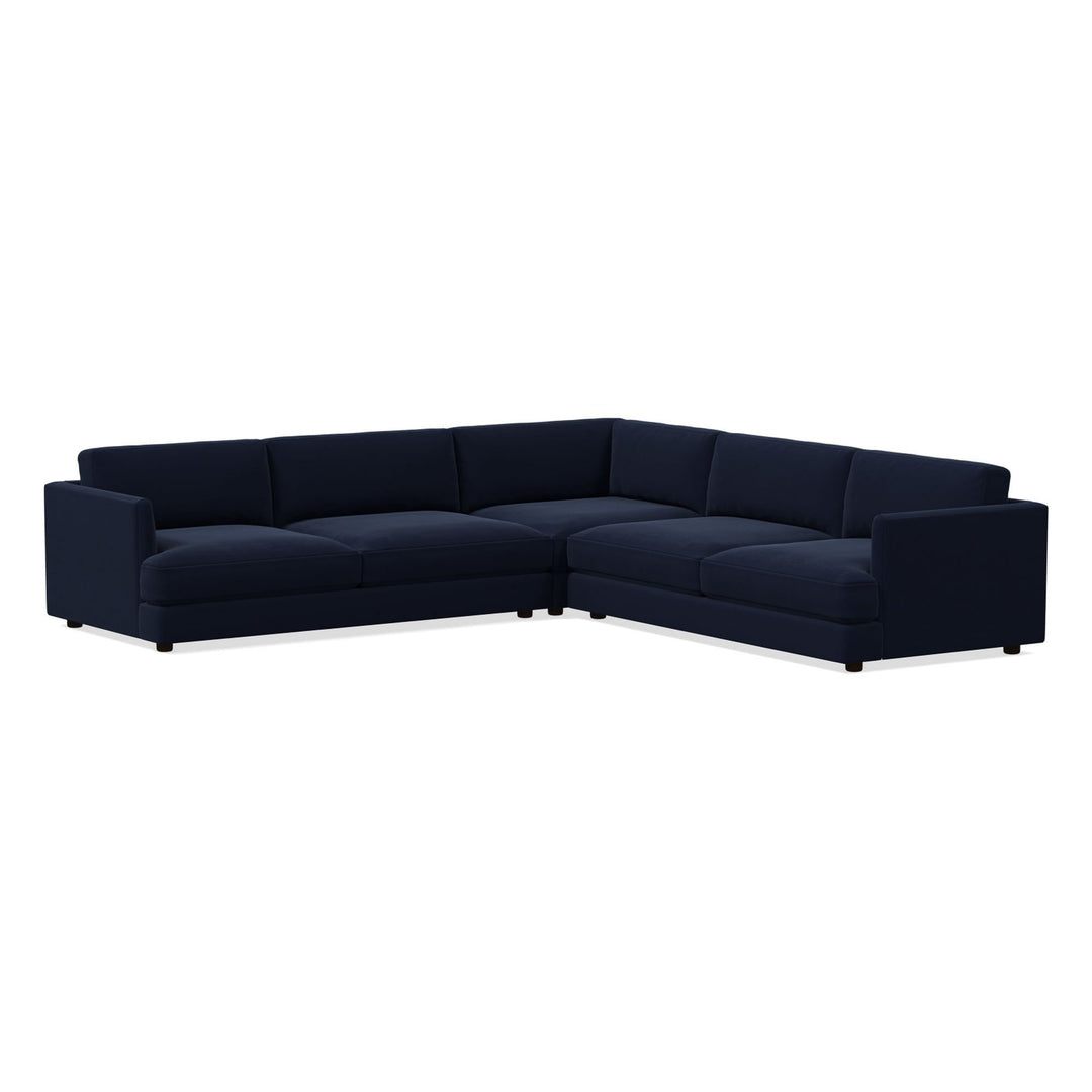 Haven 3 Piece L Shaped Sectional_Ink Blue Velvet