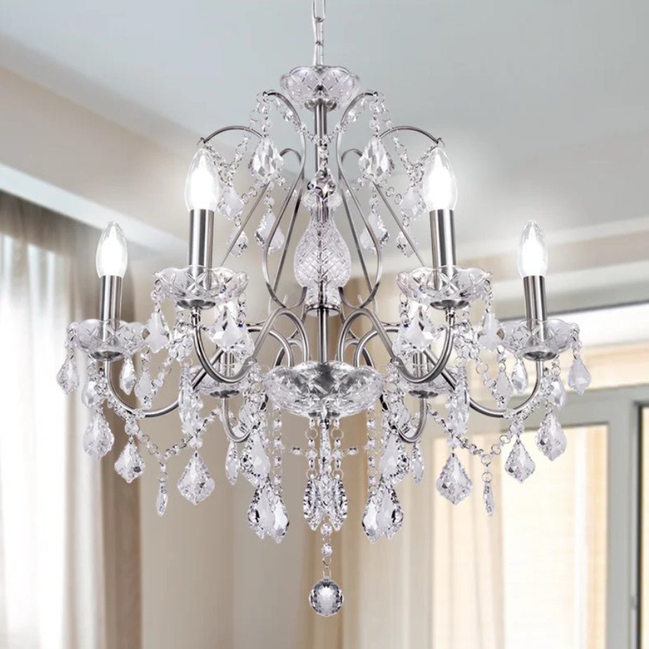 6 Light Crystal Candle Chandelier